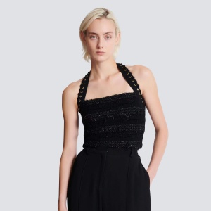 balmain halter cropped top